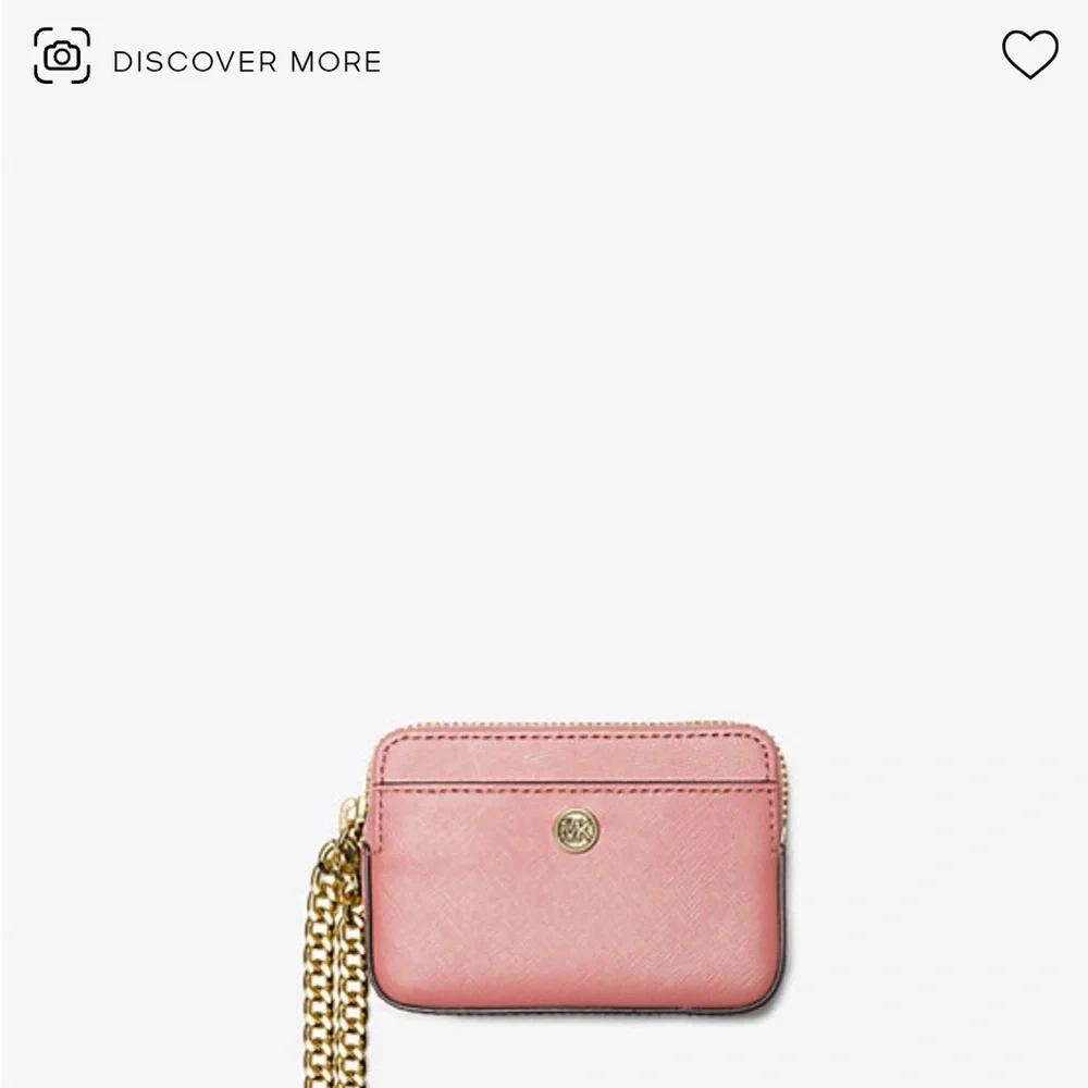 Nwt Michael Kors Vintage Primrose Leather Card Holder with Gold Chain - Picture 5 of 6